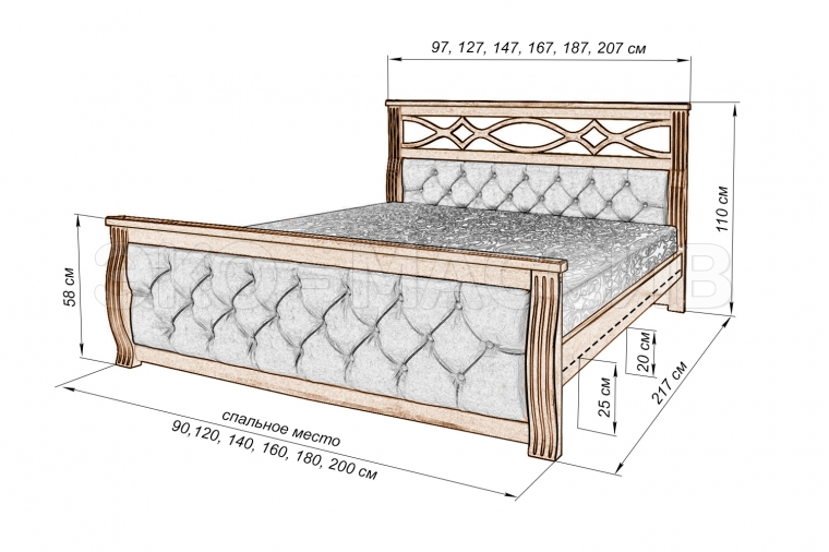 Кровать Мадисон из массива дуба