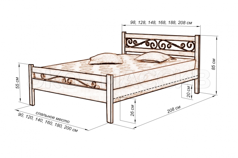 Кровать Авеста-2 (ковка) из массива сосны