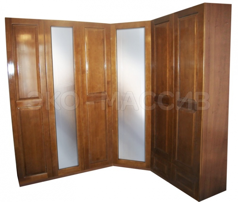 Шкаф угловой Растор с двумя зеркалами из массива сосны