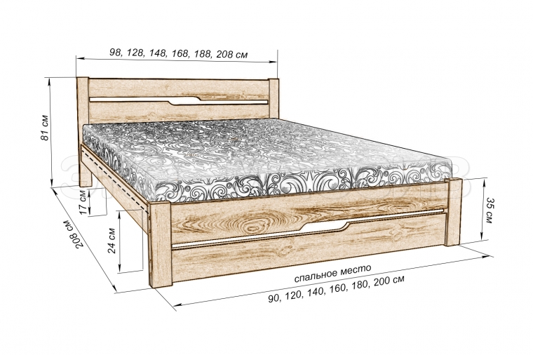 Кровать Луиза из массива сосны