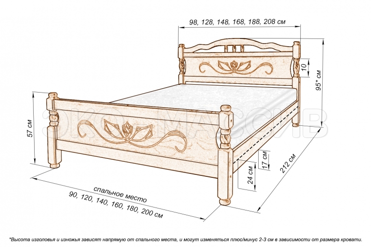 Кровать Карсон-1 из массива сосны