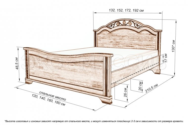 Кровать Пальмира 2 из массива сосны