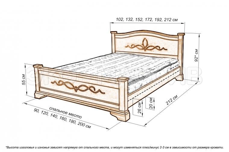 Кровать Соренто из массива бука
