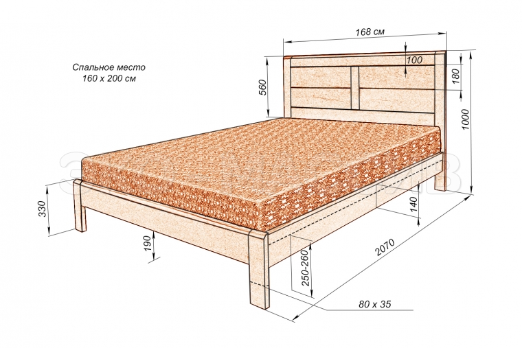 Кровать Каспер из массива сосны