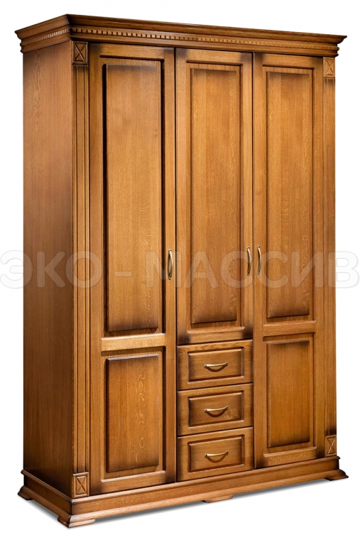 Шкаф 3-дверный Хьюстон из массива дуба
