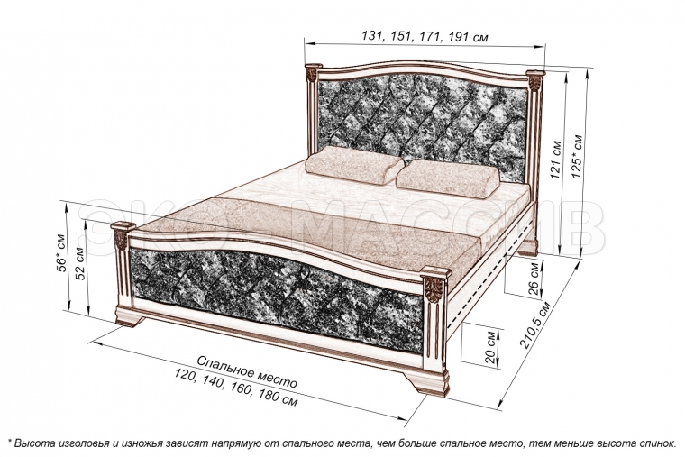 Кровать Соренто 2 из массива бука