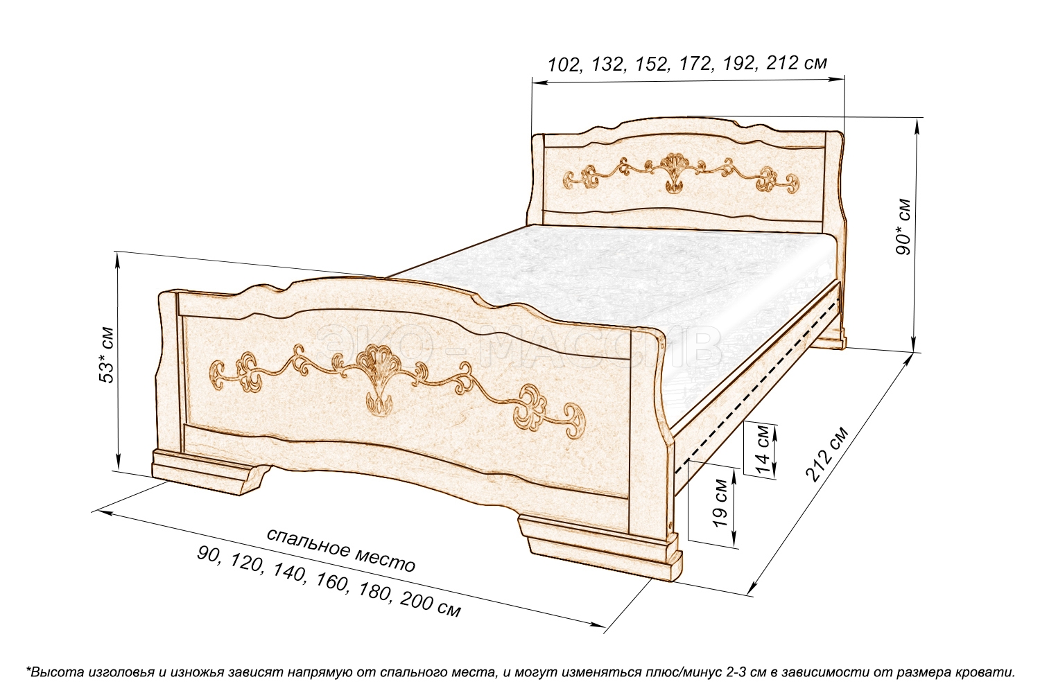 кровать из массива дерева чертежи