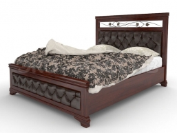 Кровать Валенсия с мягкой вставкой и ковкой из массива бука