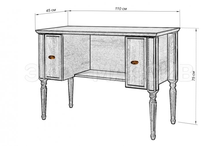 Дамский столик Валео без надстройки из массива сосны