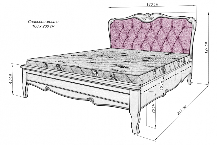 Кровать Модена из массива дуба