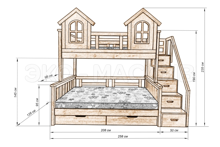 Кровать Флаундер из массива березы