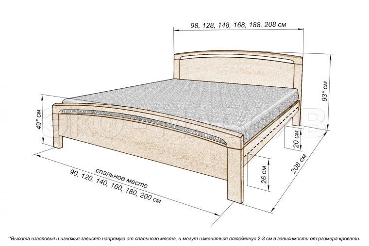 Кровать Альба из массива дуба