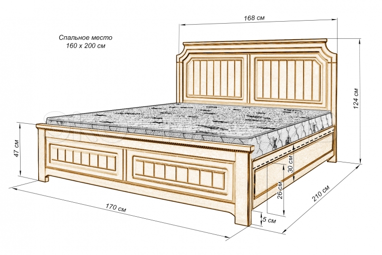 Кровать Алексия из массива сосны