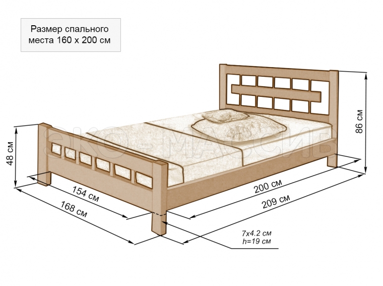 Кровать Магдалена из массива дуба