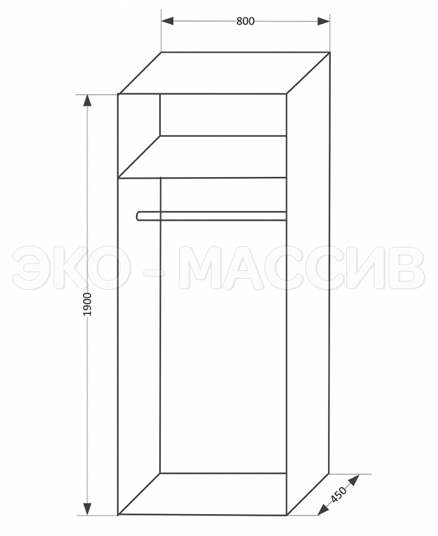 Шкаф 2-дверный Хьюстон-1 из массива сосны