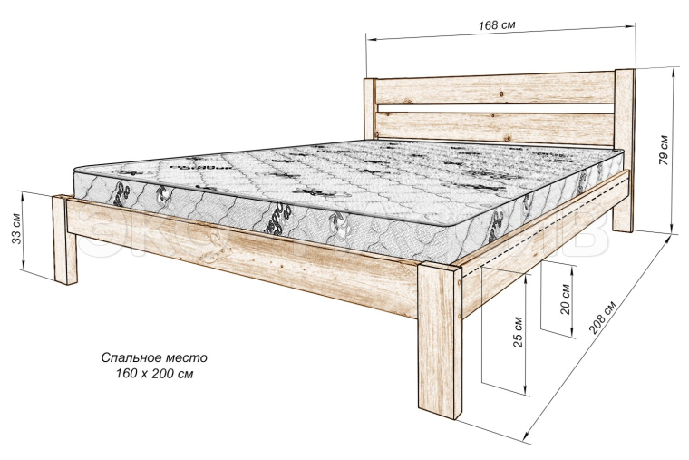 Кровать Мерида из массива сосны