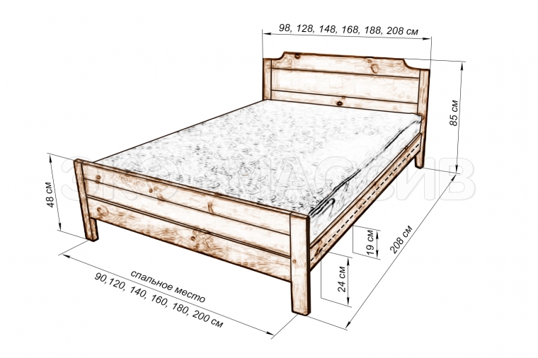 Кровать Делано №2 из массива бука
