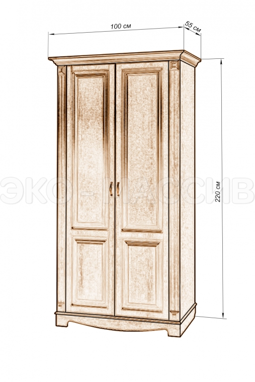 Шкаф 2-х створчатый Версаль из массива сосны