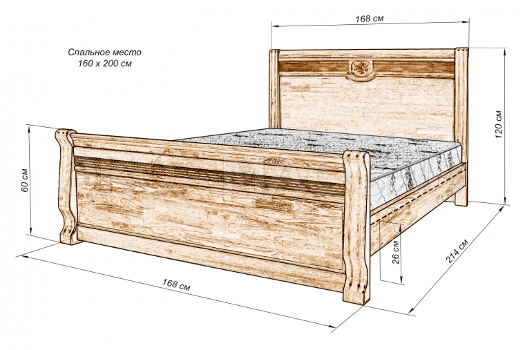 Кровать Монпелье из массива дуба
