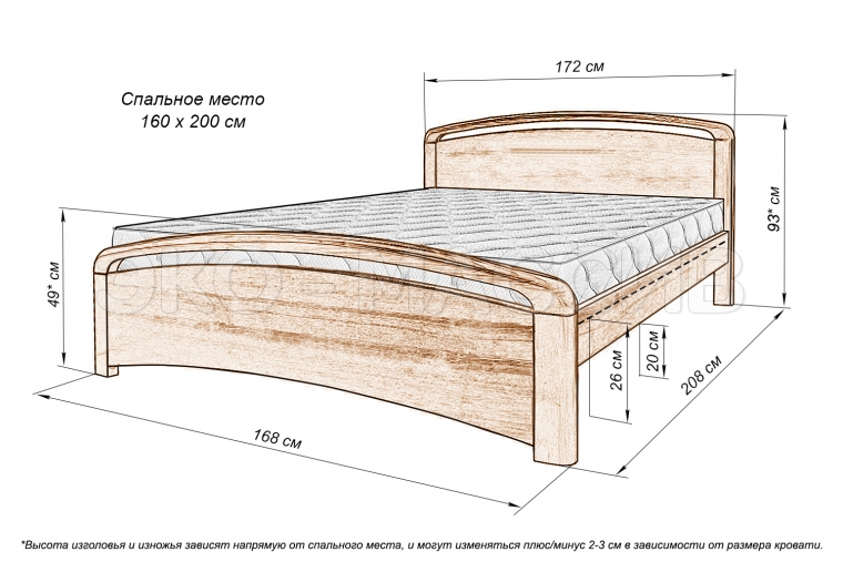 Кровать Альба Lux из массива дуба