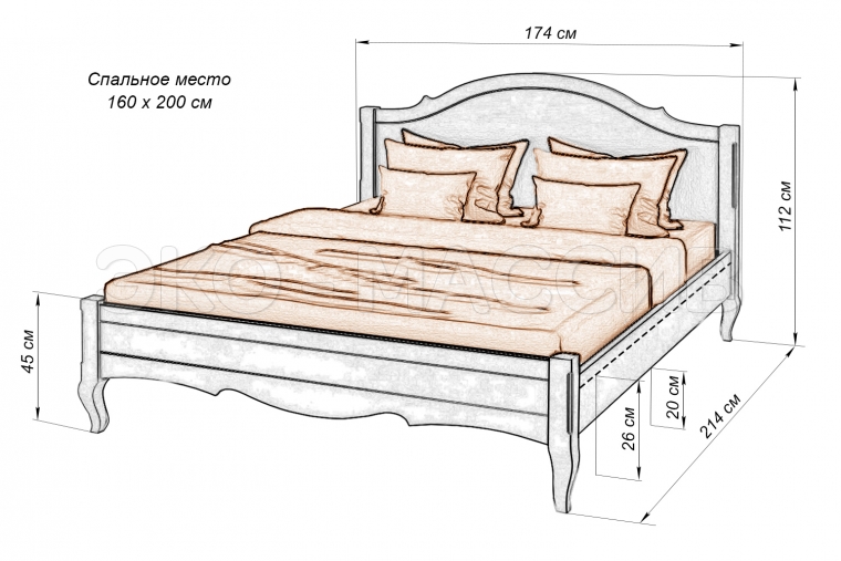 Кровать Прованс Hard из массива сосны