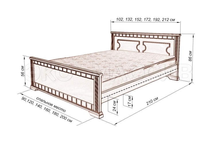 Кровать Симона из массива сосны