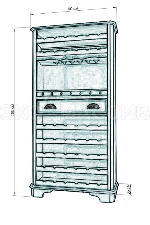 Винный бар Антик 1 из массива дуба