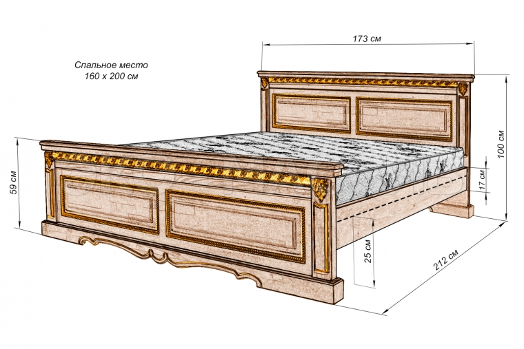 Кровать Милано из массива березы