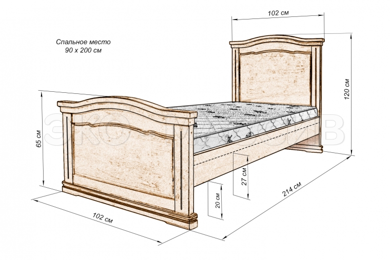 Кровать Аврелия из массива бука