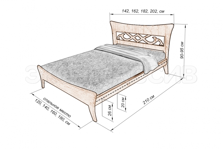 Кровать Ассоль из массива бука