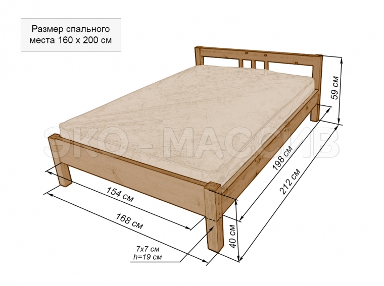 Кровать Отман из массива сосны