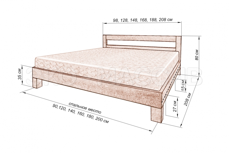 Кровать Шелби из массива березы