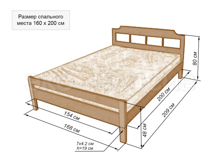Кровать Делано №1 из массива березы