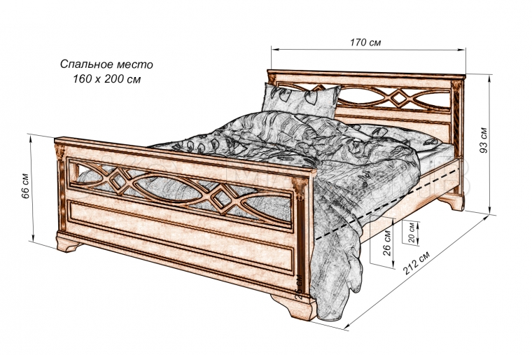 Кровать Валенсия DUO из массива дуба