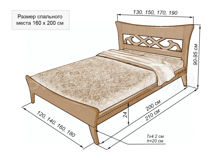 Кровать Сильва из массива ольхи