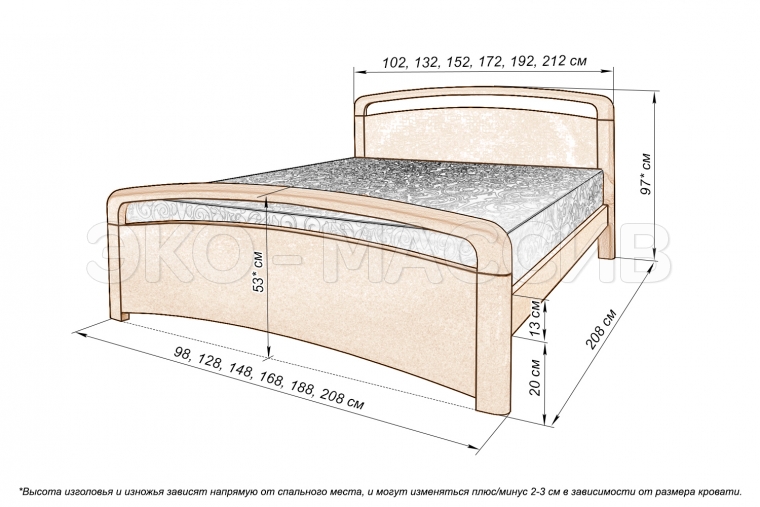 Кровать Аликанте из массива бука