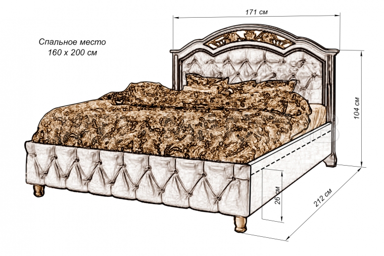 Кровать Амелия Soft из массива дуба